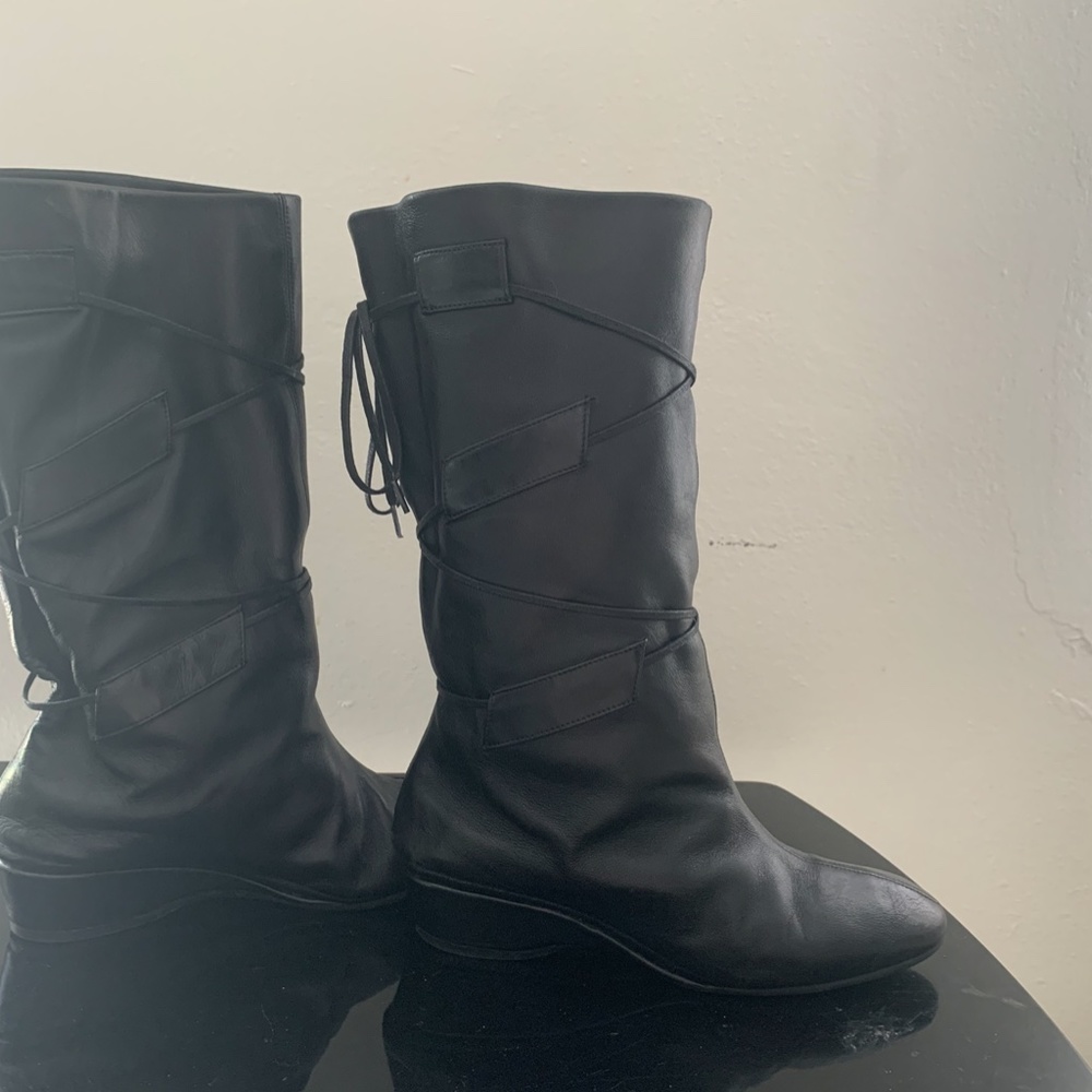 Thierry Rabotin Artisan Black Leather Boot Size 38
